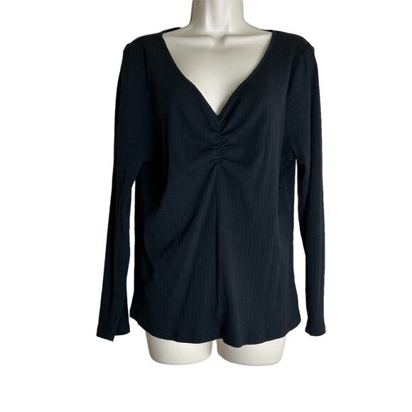 Old Navy XXL Black Top Pullover V-neck Women's - Picture 1 of 6